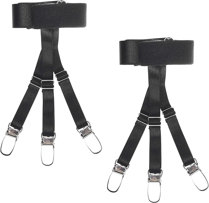 Shirt Stays for Men Women Y-Style Adjustable Elastic Garters Holders Non-Slip