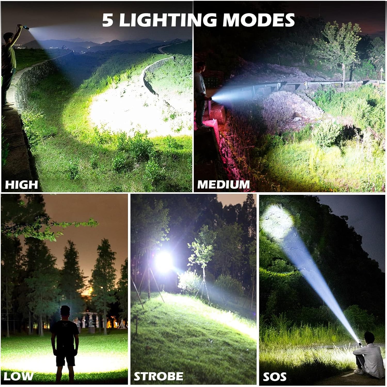 LED Zoom Bright Tactical Flashlight