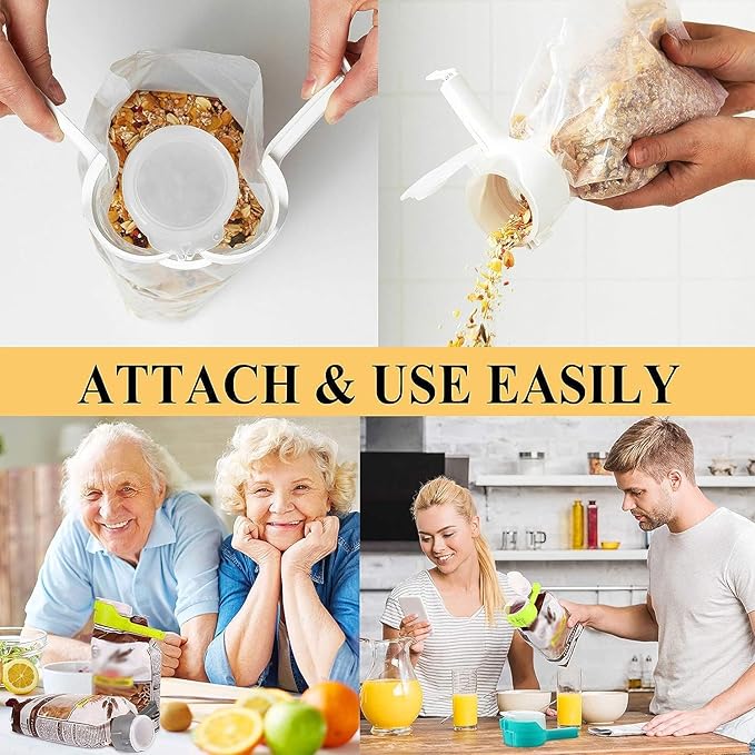 Easy Dump and Seal Food Storage Bag Closures