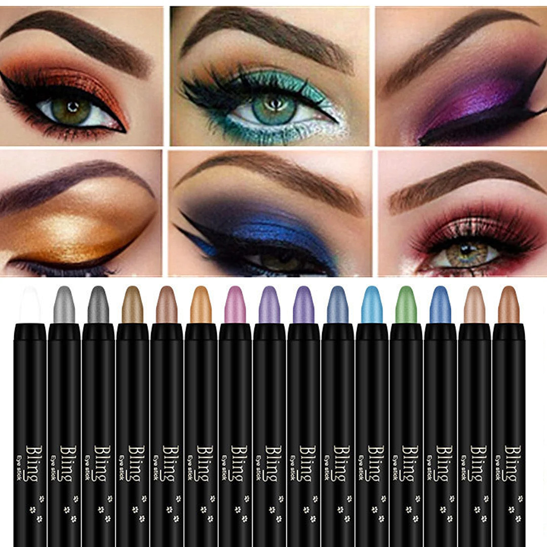 🎈15 Color Highlighter Eyeshadow Pencil Waterproof Glitter Eye Shadow Eyeliner Pen