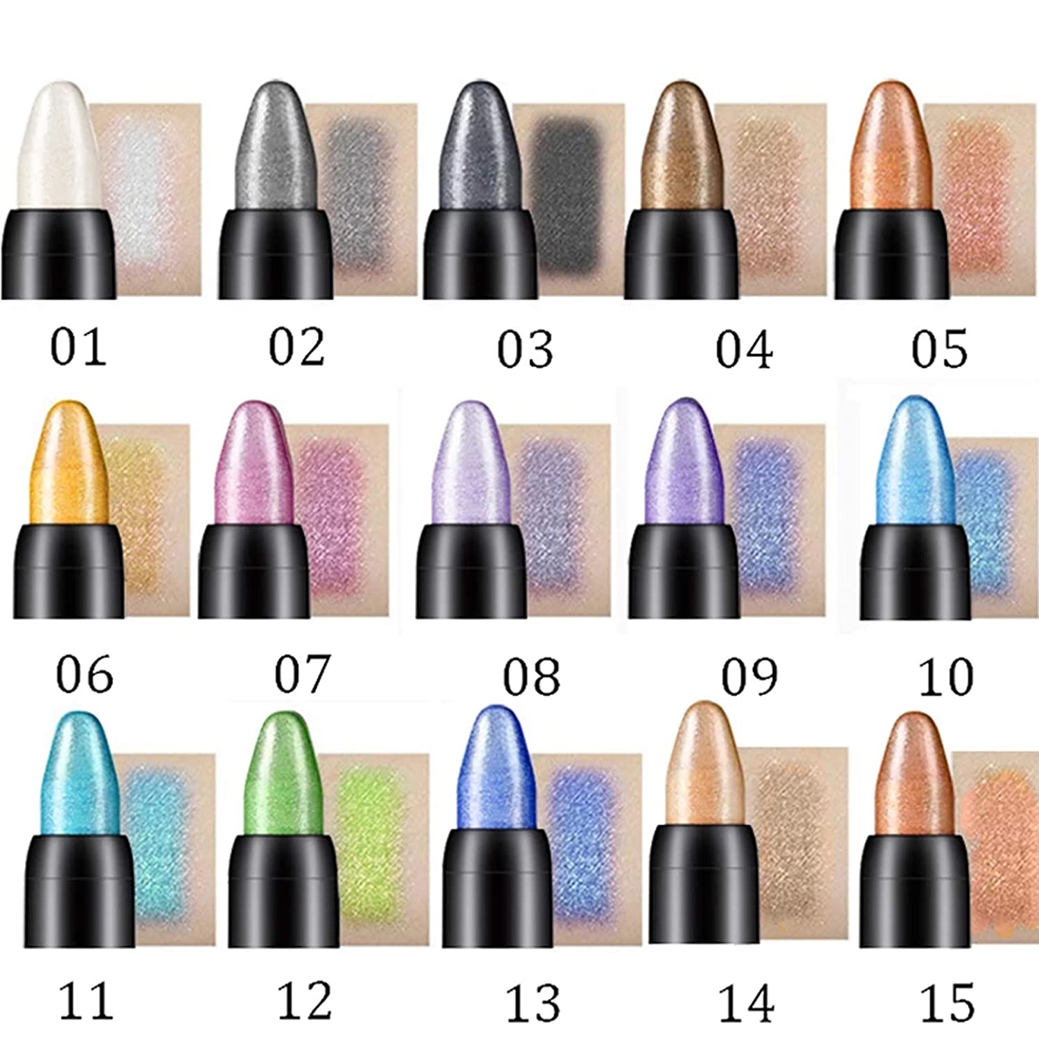 🎈15 Color Highlighter Eyeshadow Pencil Waterproof Glitter Eye Shadow Eyeliner Pen