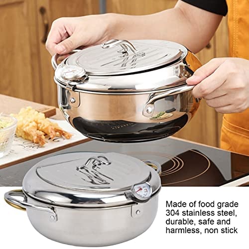 🔥LAST DAY 49% OFF🔥 -Stainless Steel Frying Pot with Thermometer and Oil Drip Drainer Rack🎉