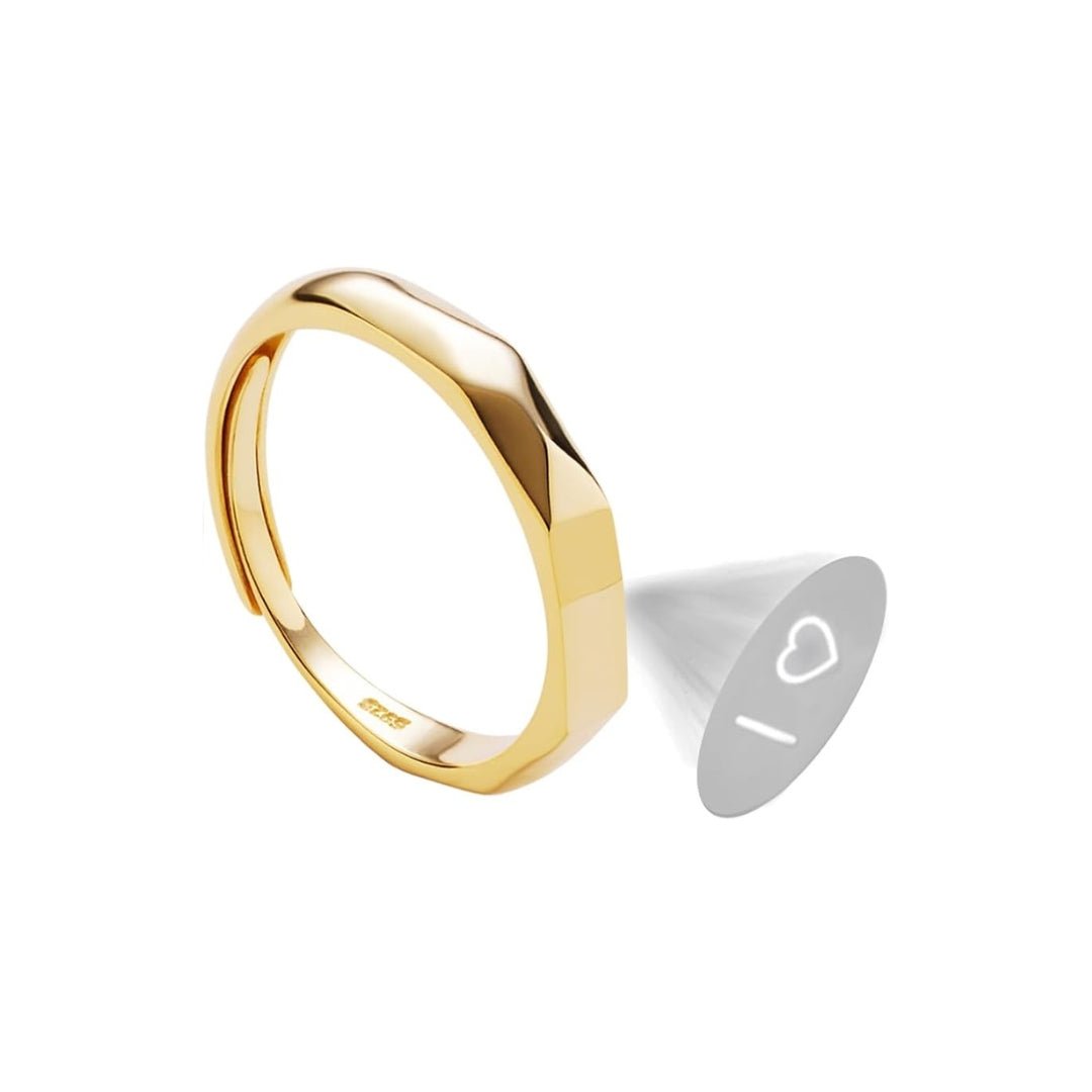 Sterling Silver I❤You Projection Rings - Freely Adjustable Size