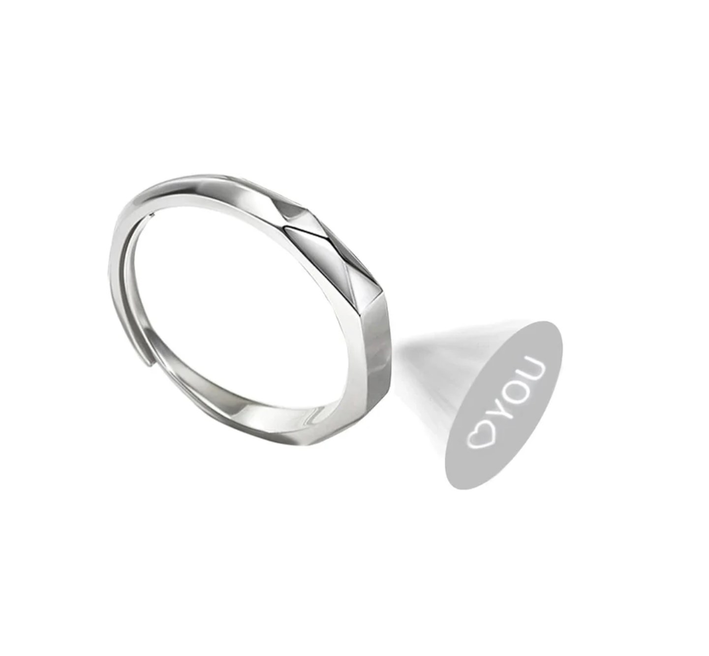 Sterling Silver I❤You Projection Rings - Freely Adjustable Size