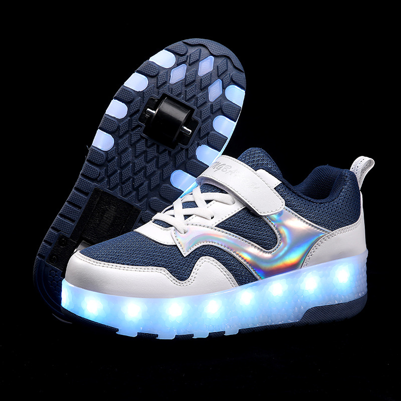 Dual-purpose Retractable Kids Roller Shoes with LED Lights