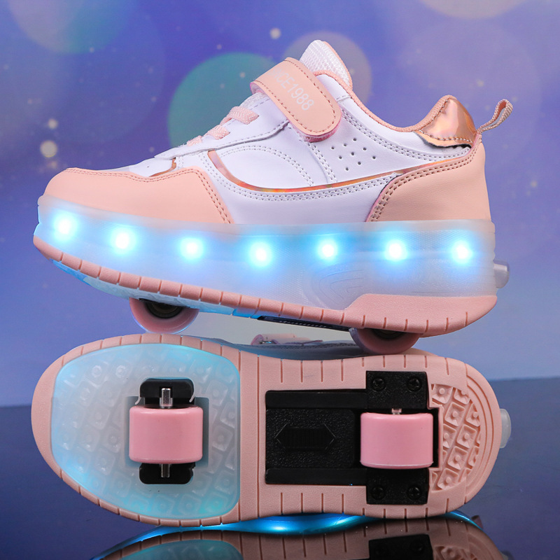"Dual-purpose" Retractable Kids Roller Shoes with LED Lights