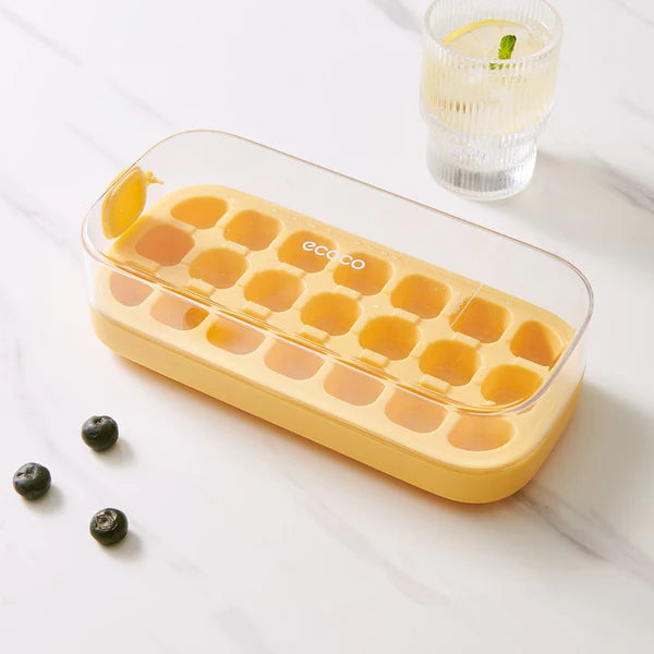 Press-Type Silicone Ice Cube Trays for Home Ice Storage and Making