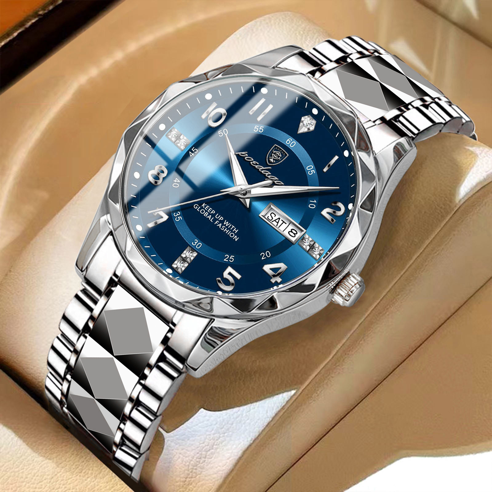 POEDAGAR Top Brand Luxury Man Wristwatch Waterproof Luminous Date Week Men Watches Stainless Steel Quartz Men’s Watch Male reloj