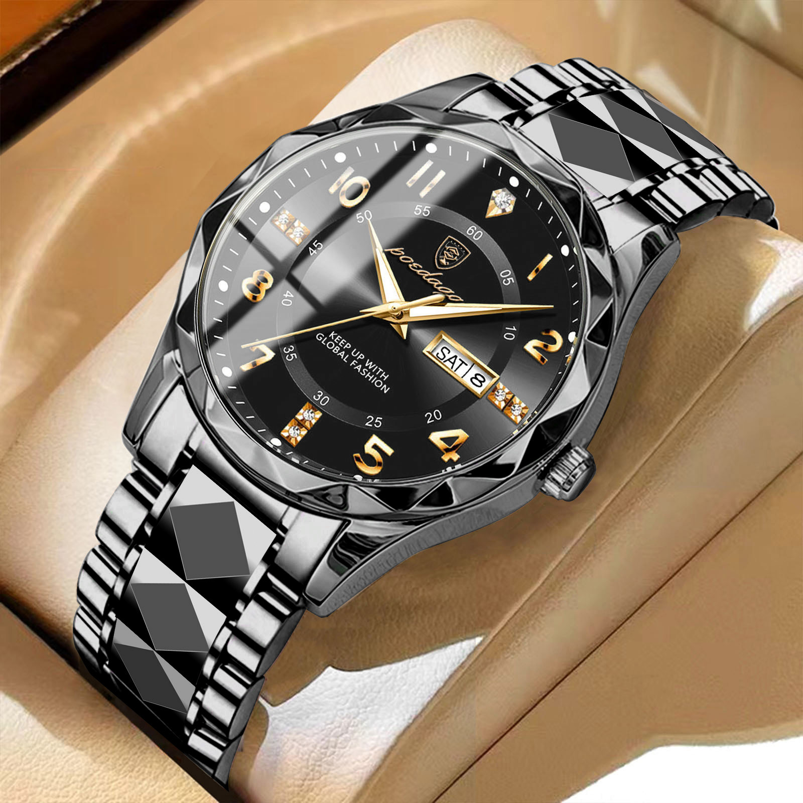 POEDAGAR Top Brand Luxury Man Wristwatch Waterproof Luminous Date Week Men Watches Stainless Steel Quartz Men’s Watch Male reloj