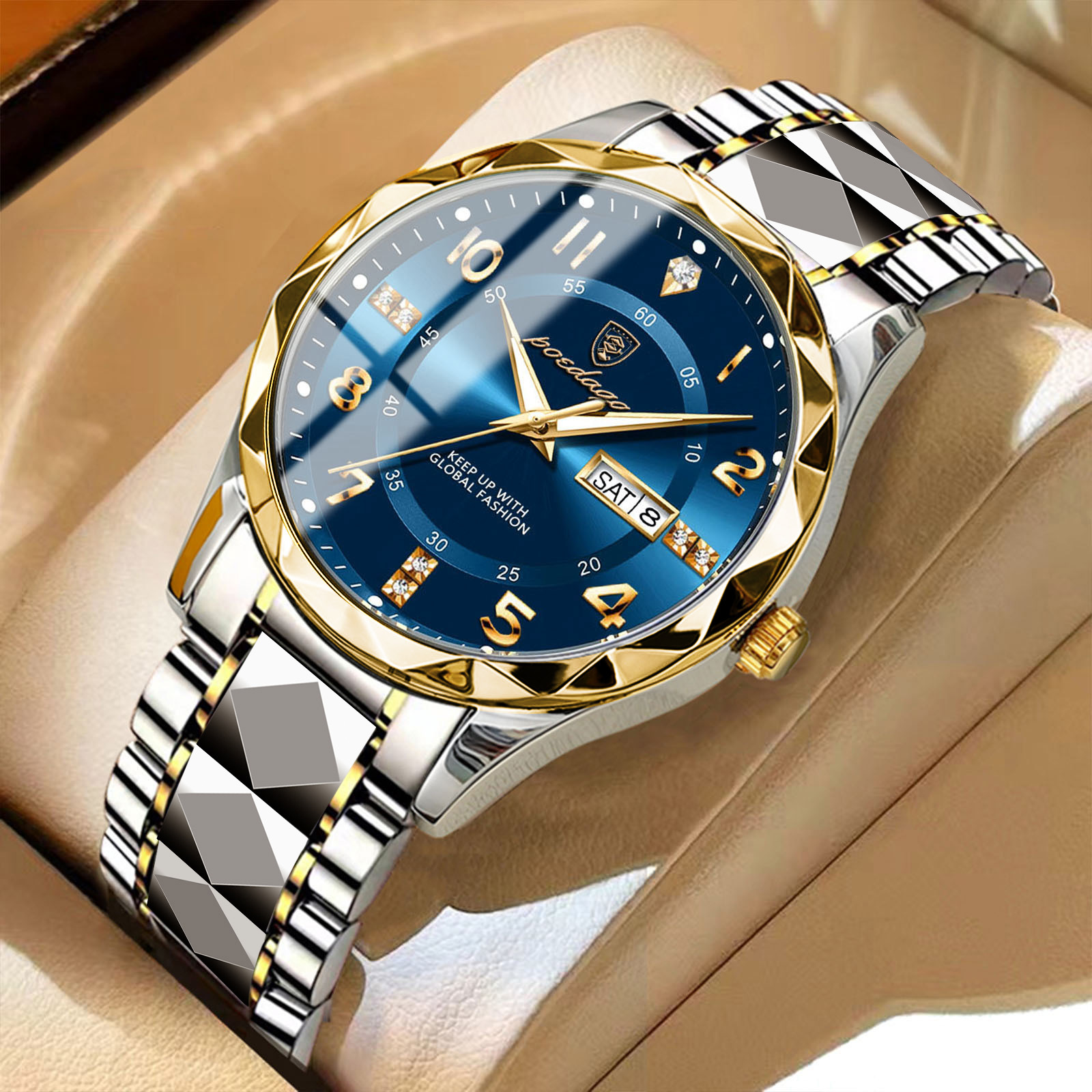 POEDAGAR Top Brand Luxury Man Wristwatch Waterproof Luminous Date Week Men Watches Stainless Steel Quartz Men’s Watch Male reloj