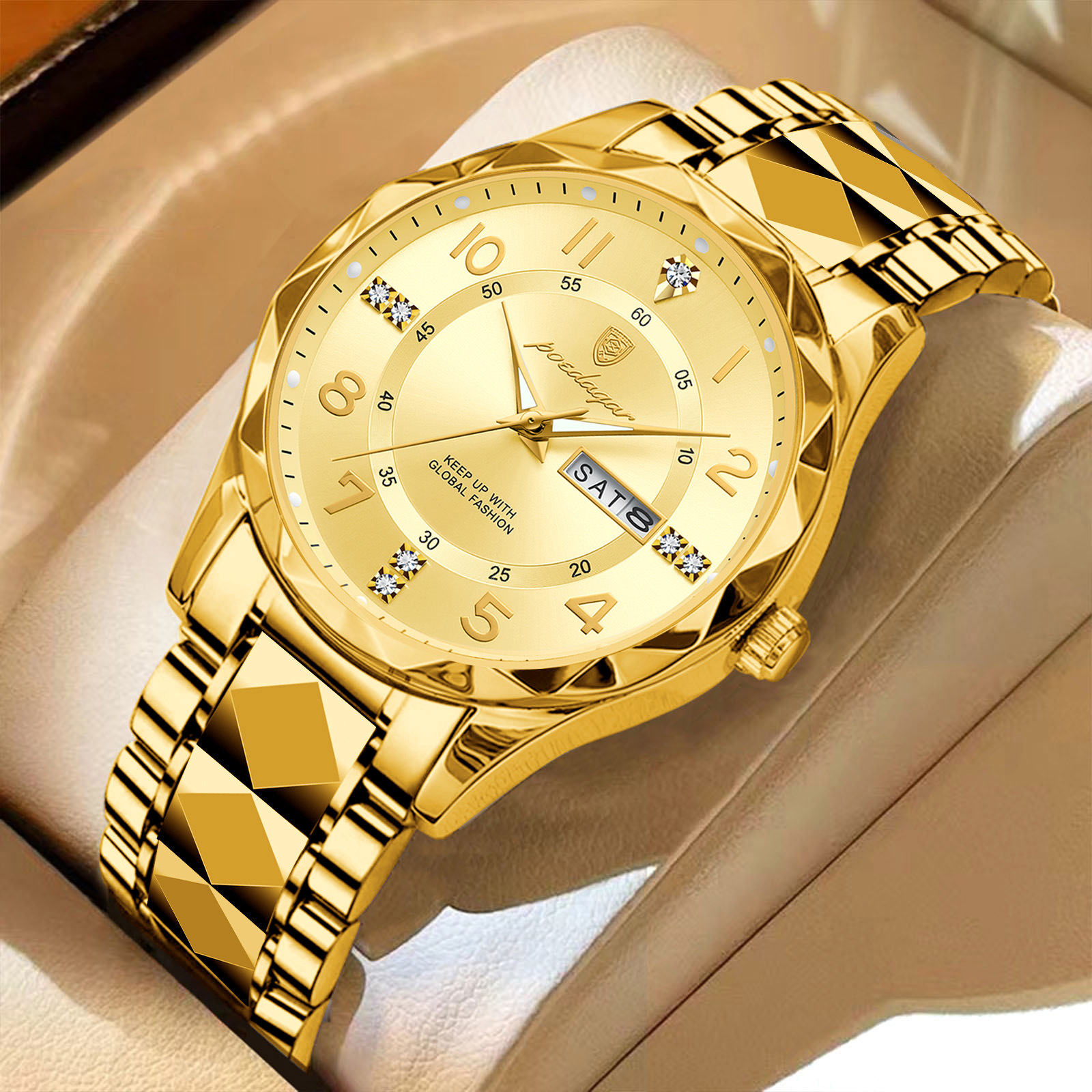 POEDAGAR Top Brand Luxury Man Wristwatch Waterproof Luminous Date Week Men Watches Stainless Steel Quartz Men’s Watch Male reloj
