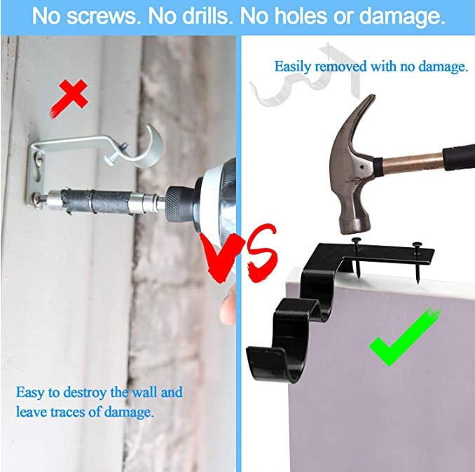 (Last day promotion 50% off!) No Drill Curtain Rod Brackets Holders - 1 Set