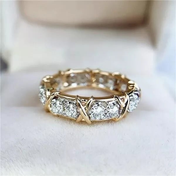 💝KISS & HUG CROSS FULL MOISSANITE RING🎁Perfect Gift For Lover