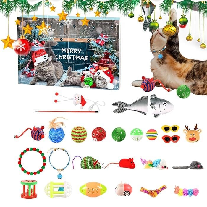🎄Last 48 hours 50% OFF🎁2024 Christmas Countdown Cat&Dog Toys Advent Calendar🐾🥳