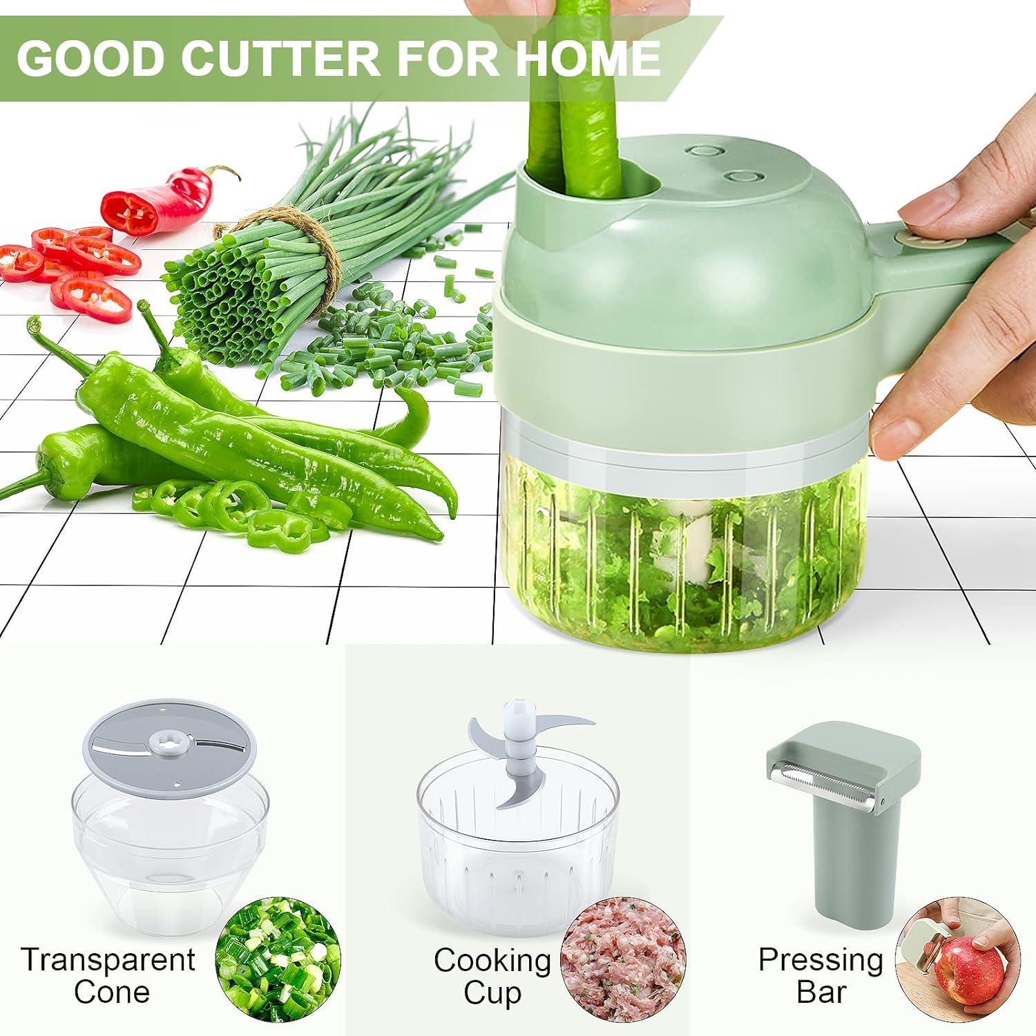 4 in 1 Portable Handheld Electric Vegetable Cutter Set
