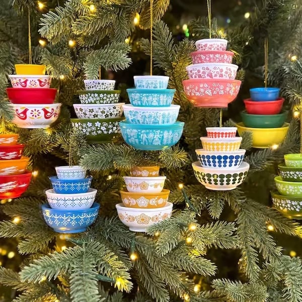 🎄Miniature Vintage Stacking Bowl Christmas Tree Pendant