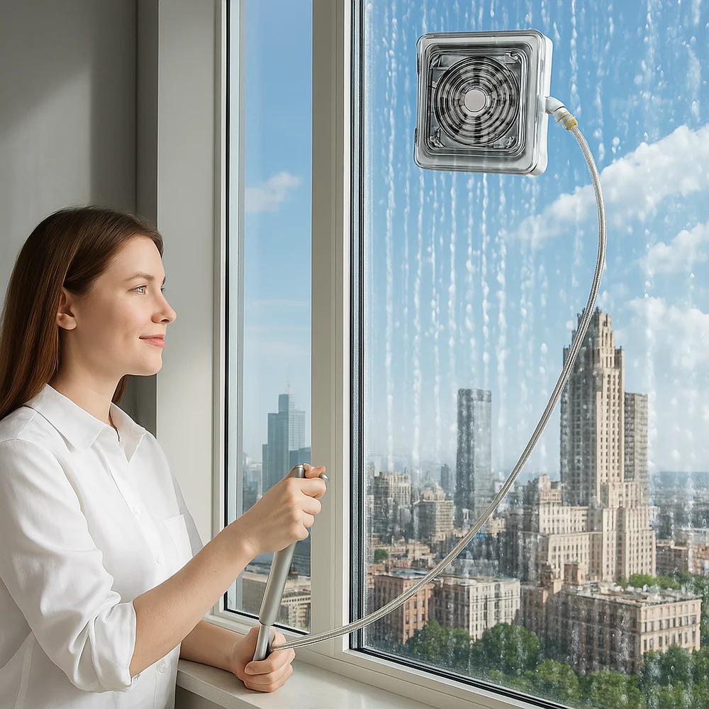 Effortless Double-Sided Long Handle Window Cleaner Brush