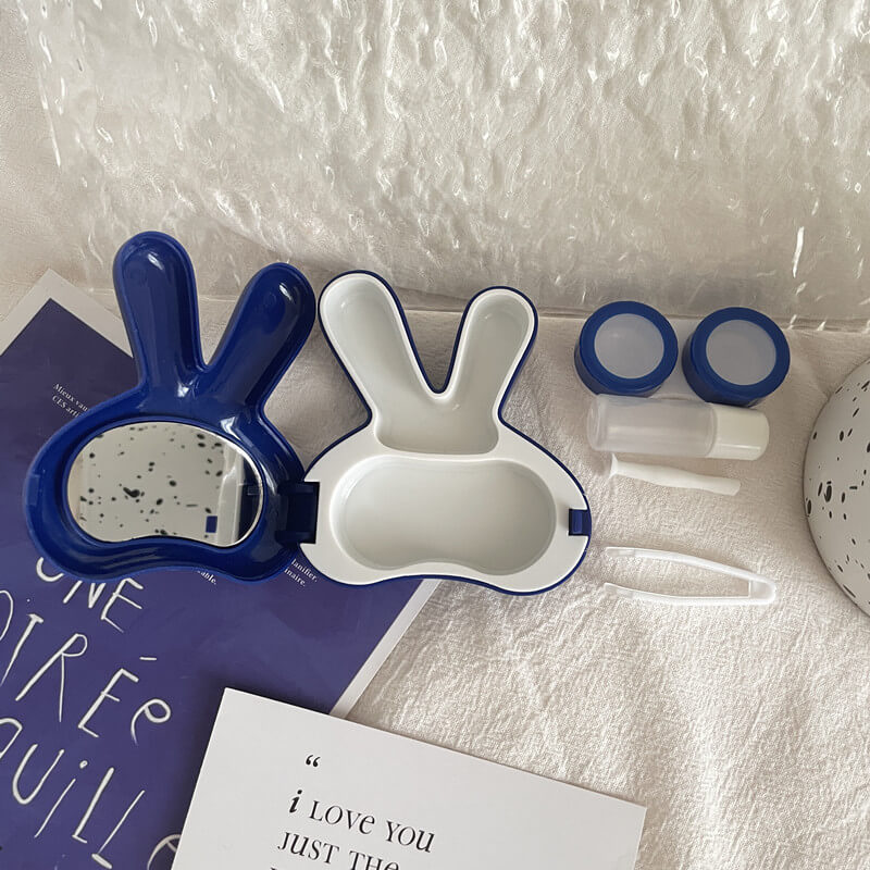1-Pair Cute Bunny Contact Lens Case with Mirror