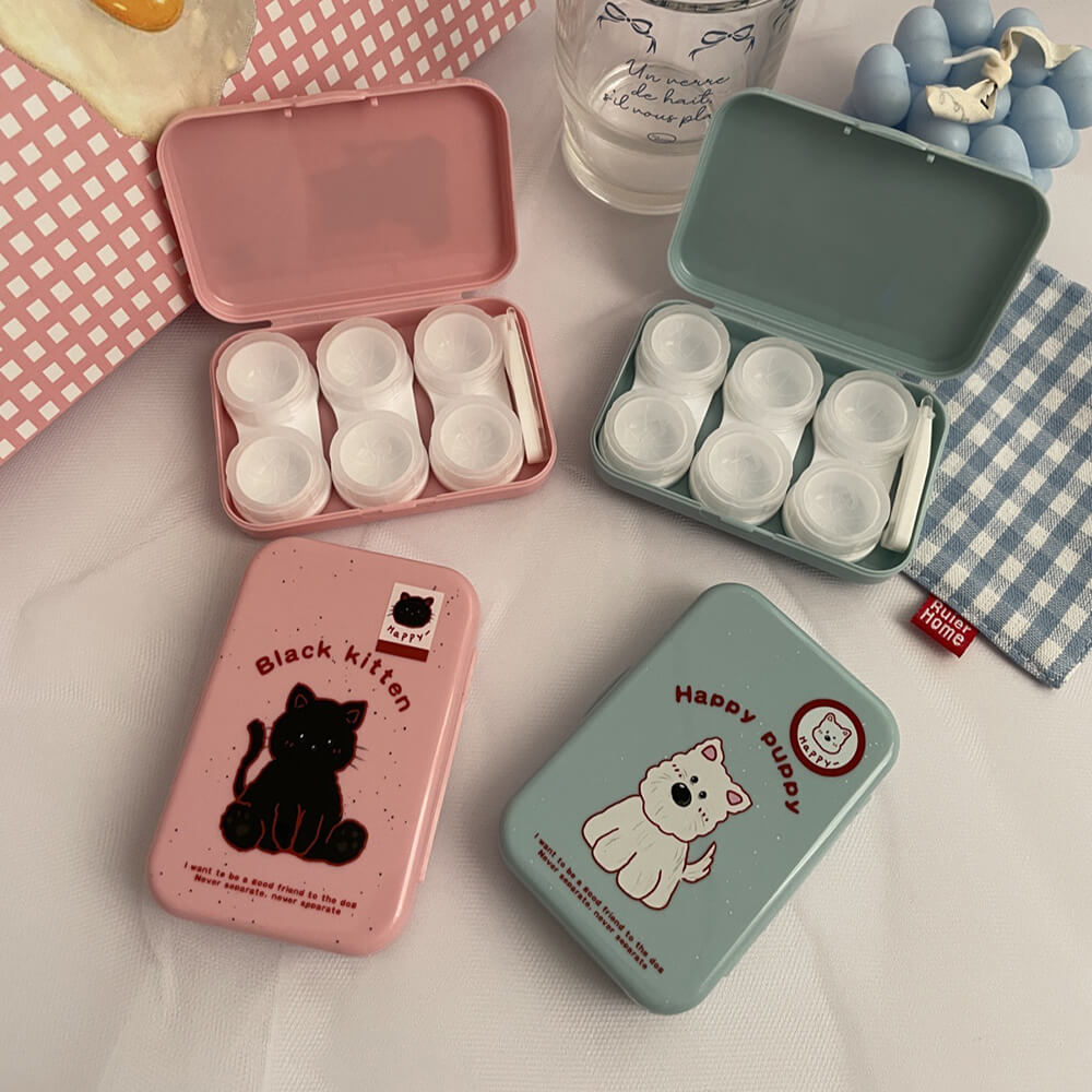 3-Pair Kawaii Cat Contact Lens Case