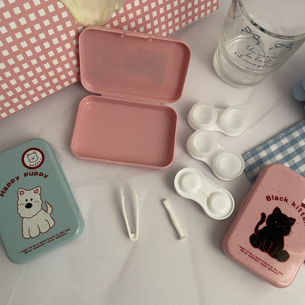 3-Pair Kawaii Cat Contact Lens Case