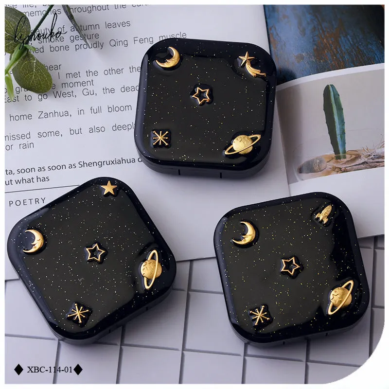 Moon Star Space Black with Mirror Contact Lens Case-eveVeye
