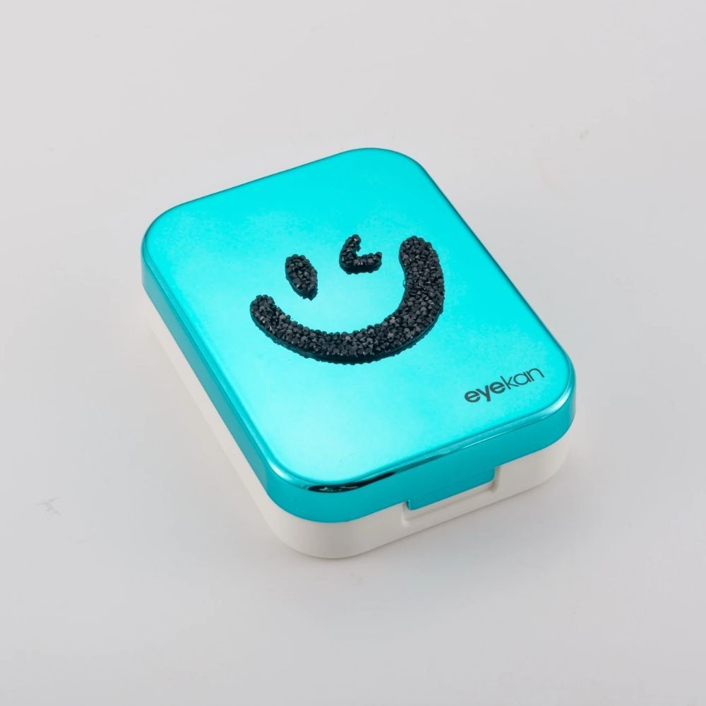 2 Pair Blue Smile Face Contact Lens Case