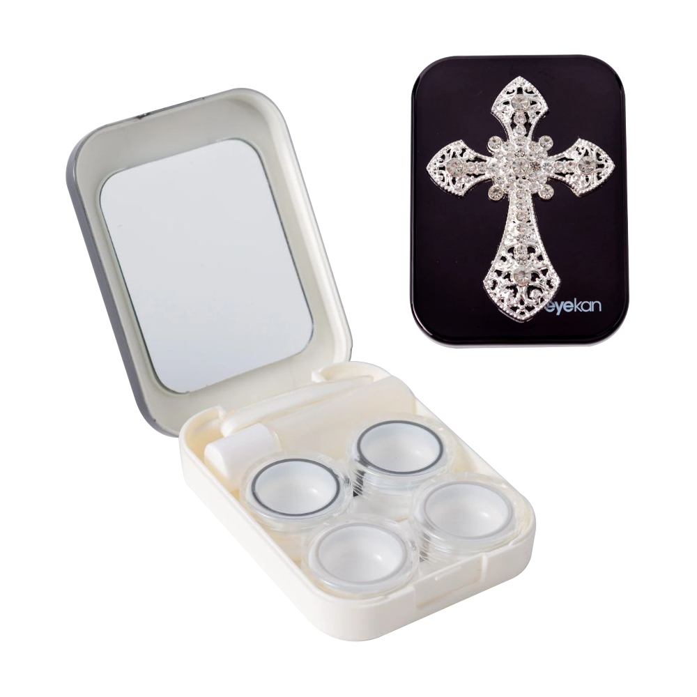 2 Pair Cross Black Contact Lens Case