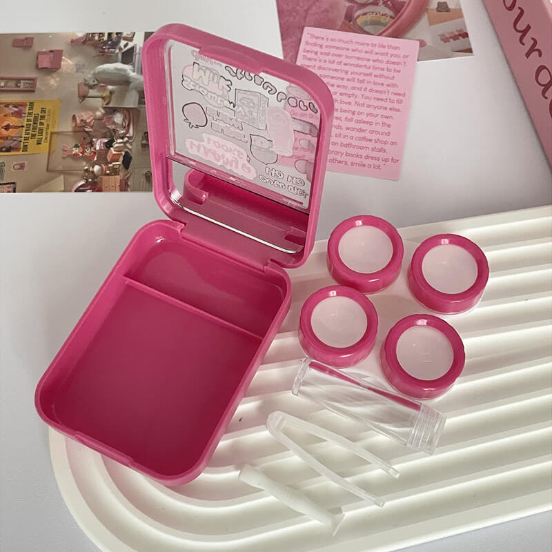 2-Pair Sweet Strawberry Contact Lens Travel Case