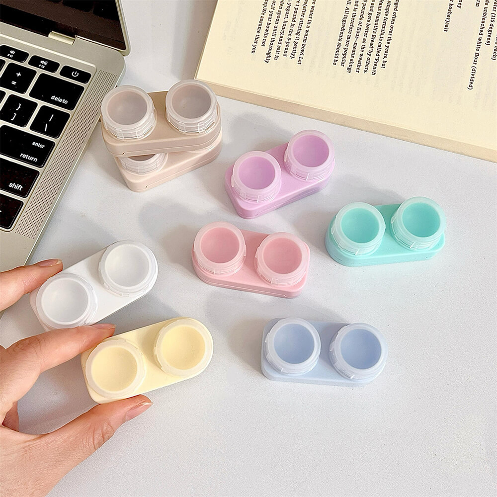 1-Pair Macaron Color Contact Lens Case with Mirror – Random Color