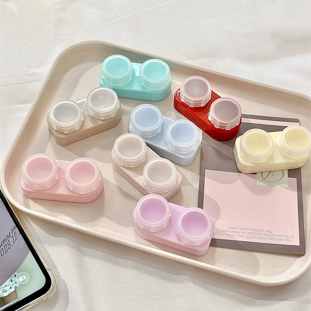 1-Pair Macaron Color Contact Lens Case with Mirror – Random Color