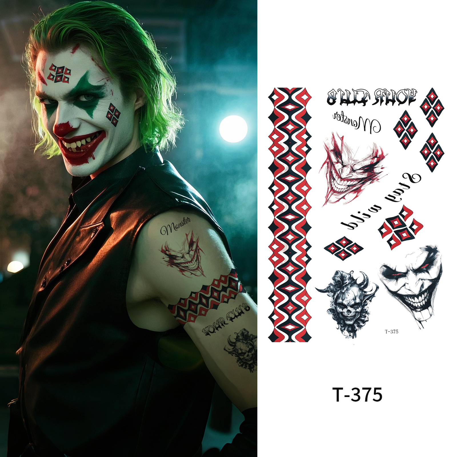 1 Pcs Halloween Temporary Tattoo Stickers