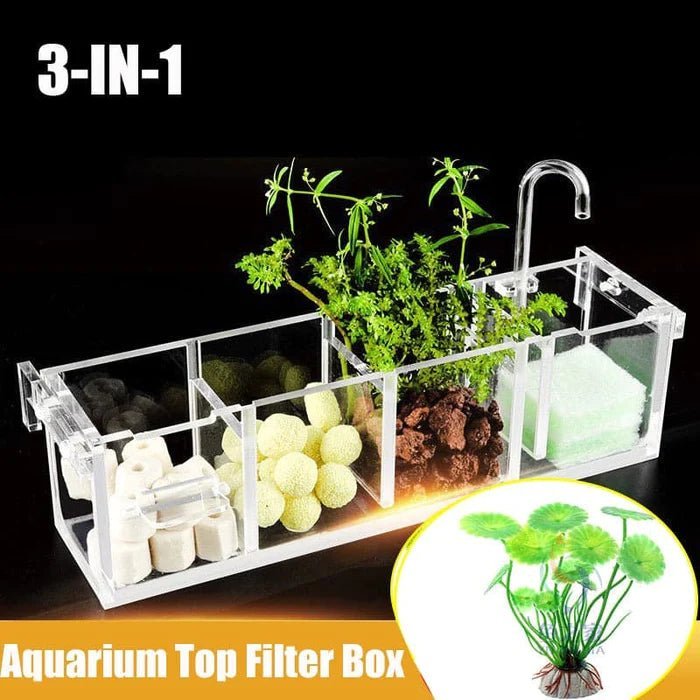 3-in-1 Transparent Acrylic Aquarium Filter Boxes External Hanging Water Purifier for Aquarium Fish Tank Box-ACEX