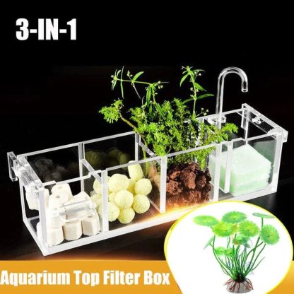 3-in-1 Transparent Acrylic Aquarium Filter Boxes External Hanging Water Purifier for Aquarium Fish Tank Box-ACEX