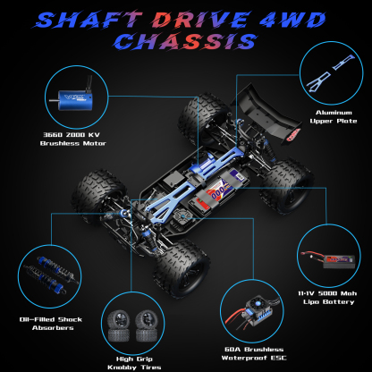 COBRA 1/8 Scale 4WD Off-road Electric RC Truggy 2.4G Brushless High Speed RTR #RH818