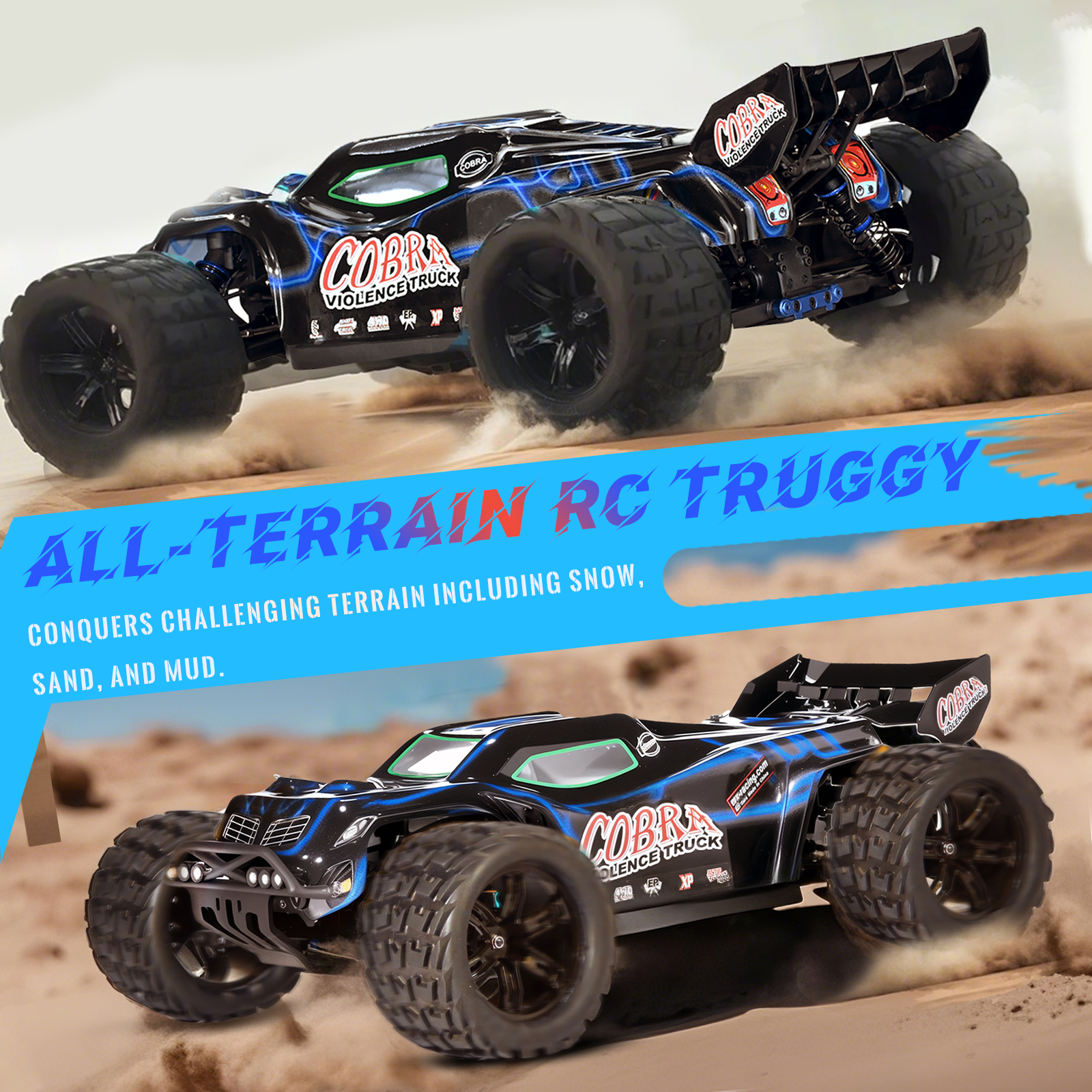 COBRA 1/8 Scale 4WD Off-road Electric RC Truggy 2.4G Brushless High Speed RTR #RH818
