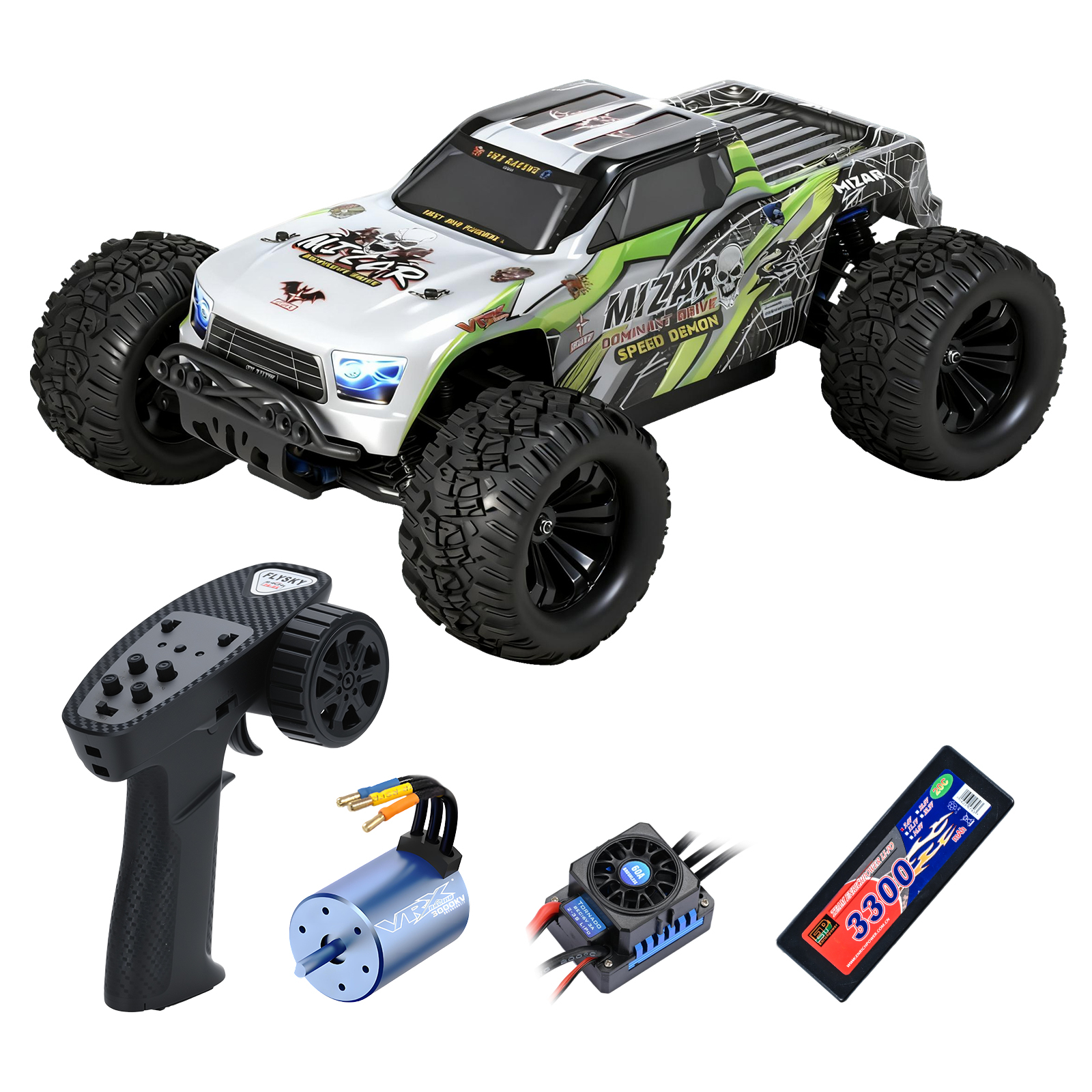 MIZAR 1/10 Scale 4WD Off-road Electric RC Truck 2.4G Brushless High Speed RTR #RH1072