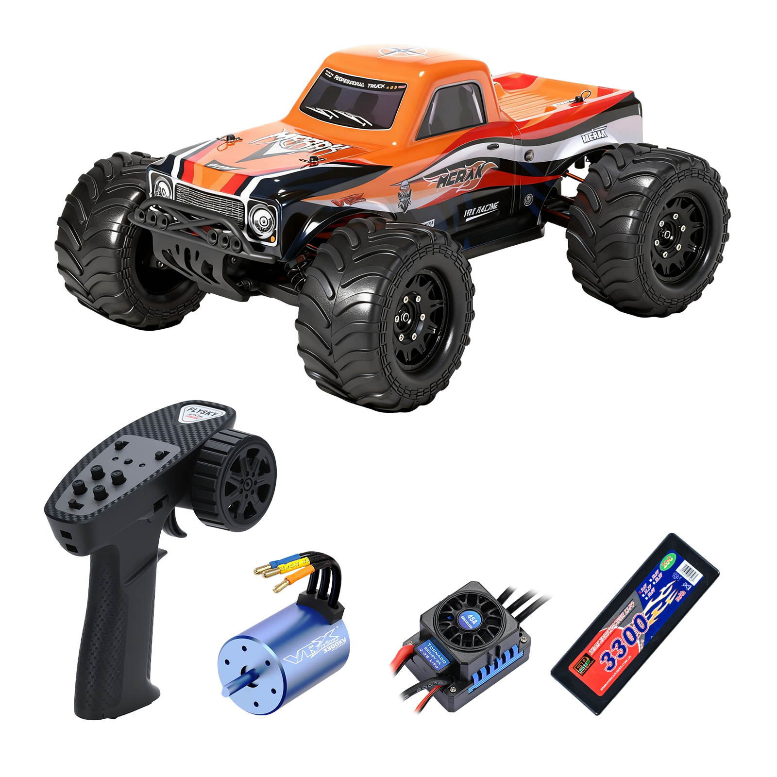MERAK 1/10 Scale 4WD Off-road Electric RC Truck 2.4G Brushless High Speed RTR #RH1070
