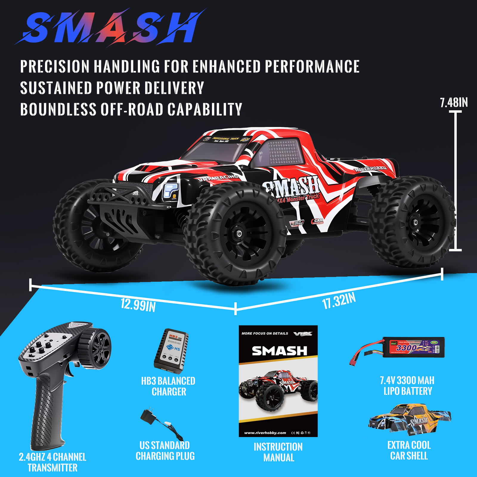 VRX Racing 1:10 scale 4WD off road Electric rc car high speed brushless remote control car #RH1066