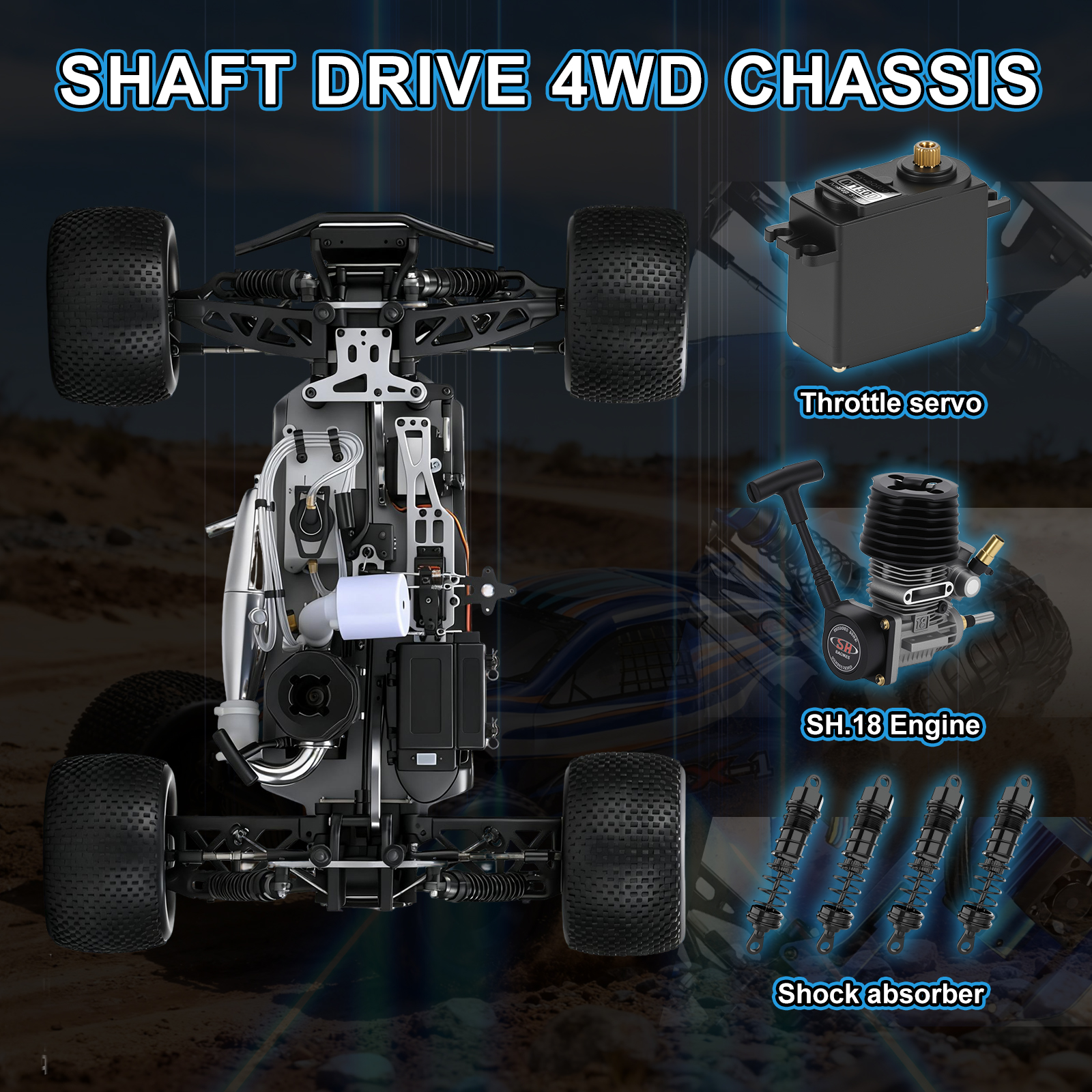 VRX-1 1:8 Scale 4WD off road Nitro Powered RC Truggy #RH801