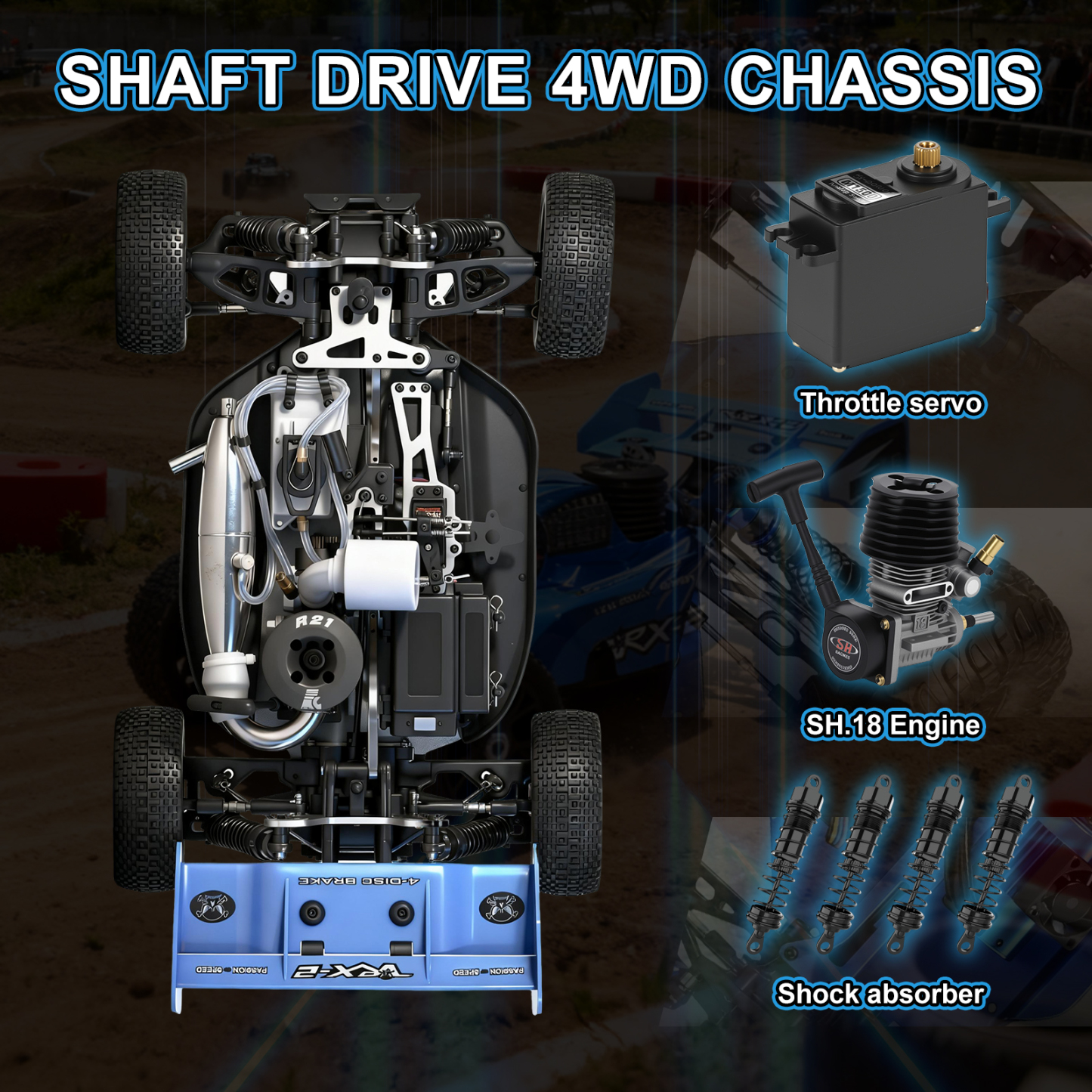 VRX-2 VRX RACING 1:8 Scale 4WD off road Nitro Powered RC Buggy #RH802