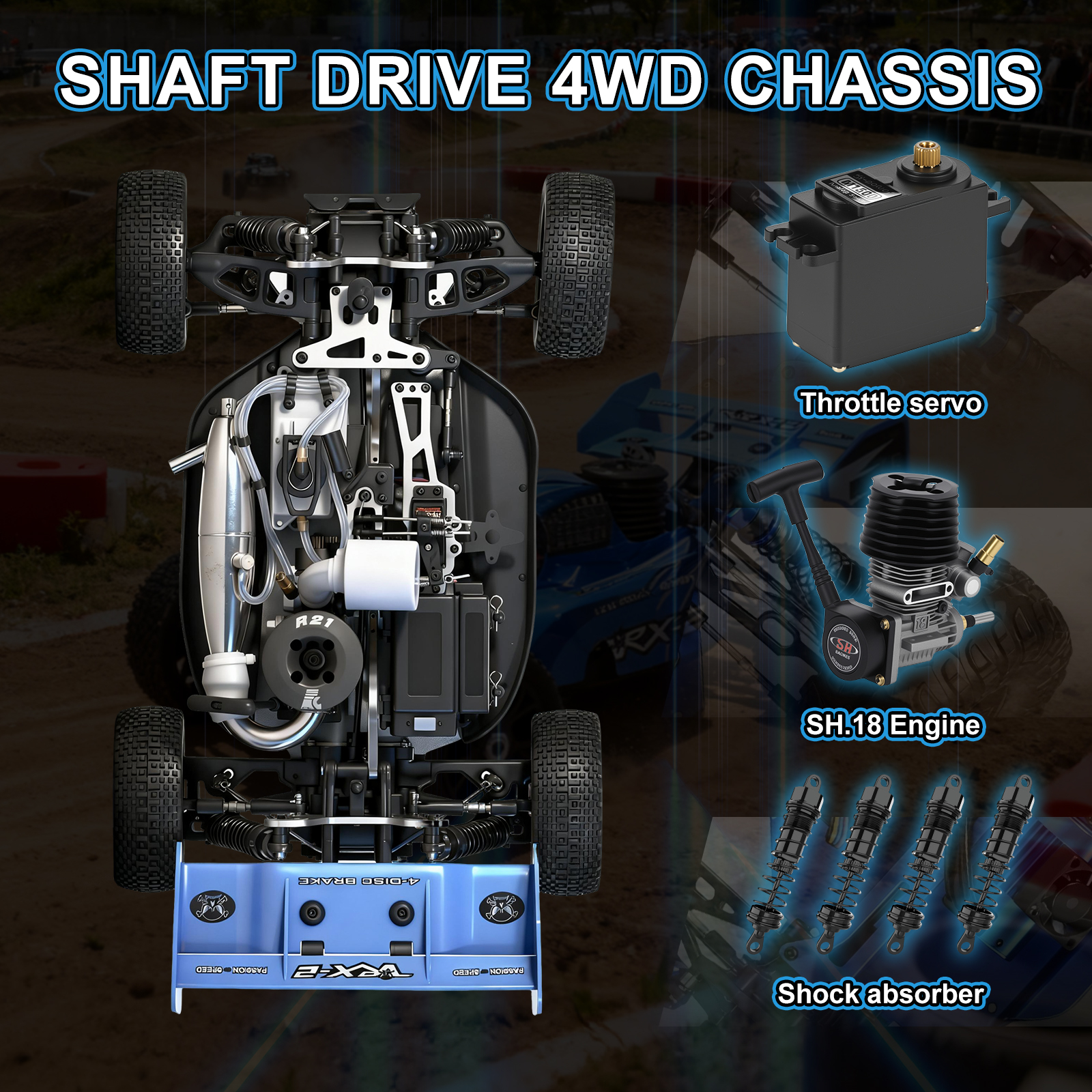 VRX-2 VRX RACING 1:8 Scale 4WD off road Nitro Powered RC Buggy #RH802