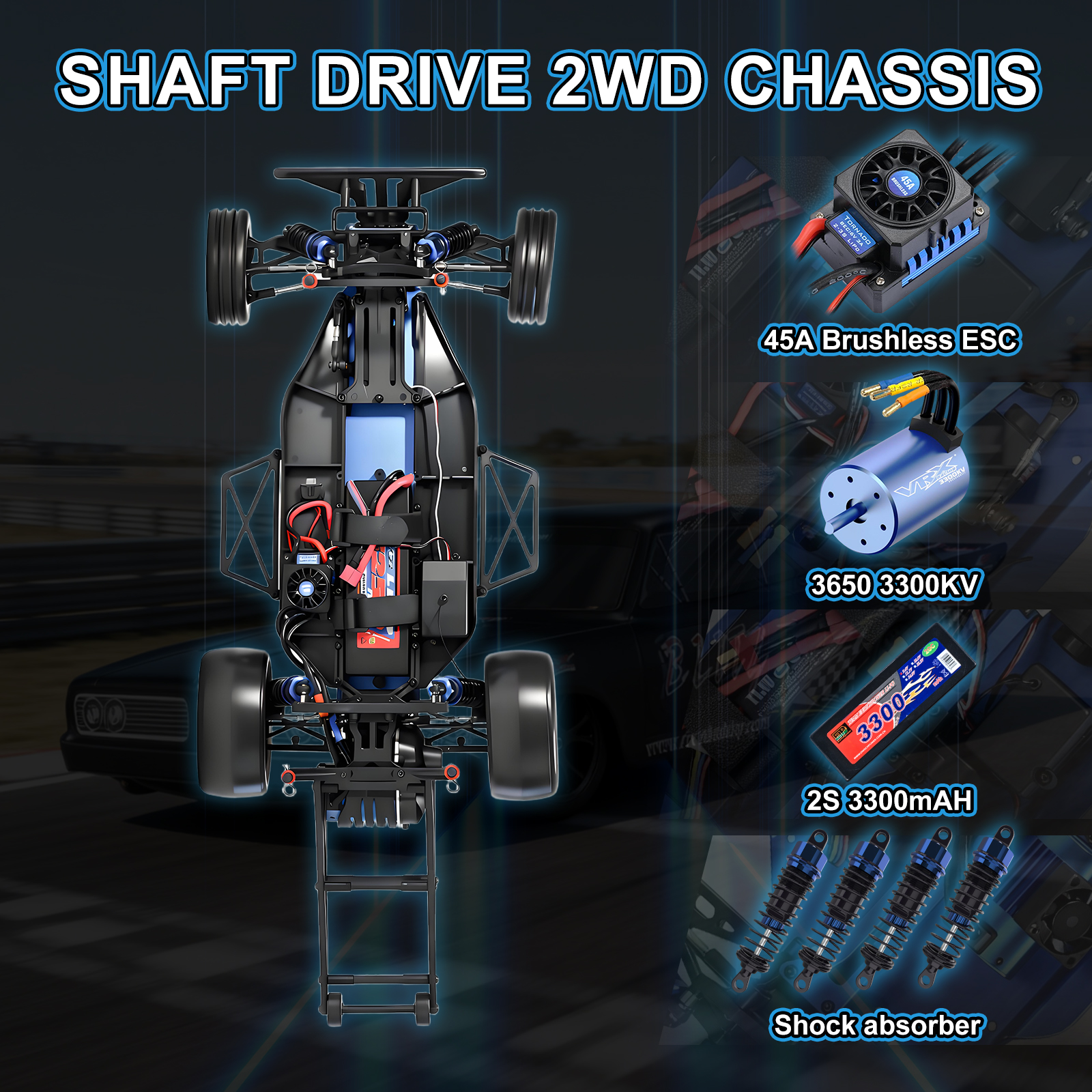 BLITZ  VRX RACING 1/0 Scale 2WD High Speed Electric RC Car #RH2016