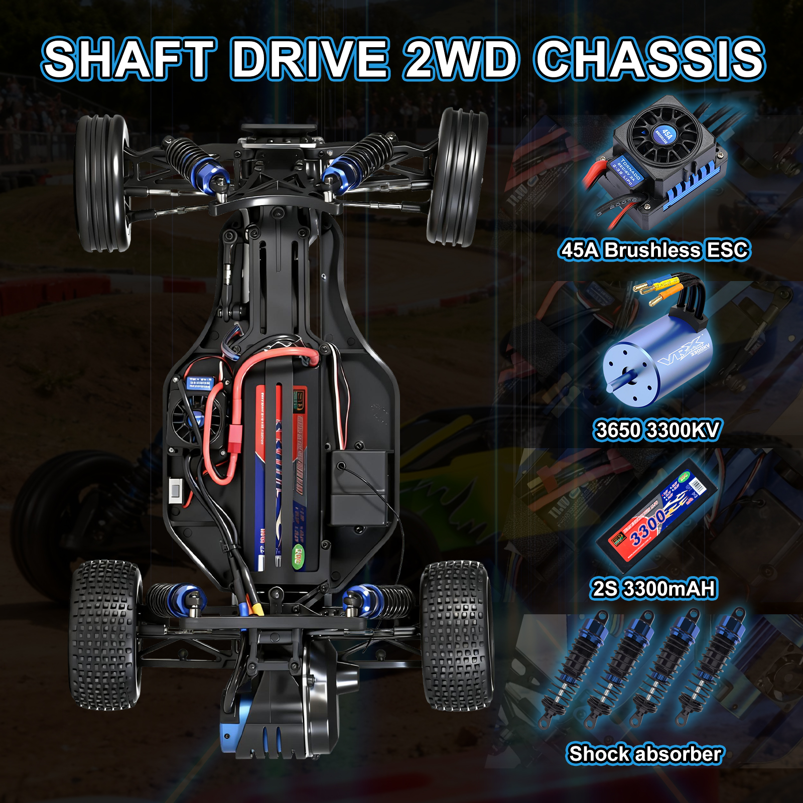 BULLET VRX RACING 1/0 Scale 2WD High Speed Electric RC Car #RH2012