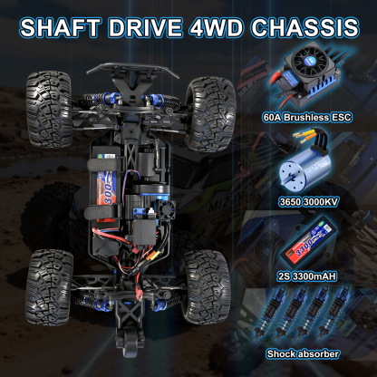 MIZAR 1/10 Scale 4WD Off-road Electric RC Truck 2.4G Brushless High Speed RTR #RH1072