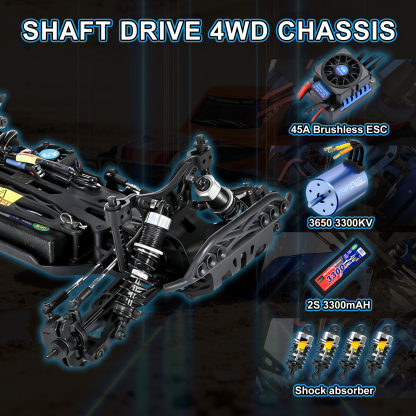 MERAK 1/10 Scale 4WD Off-road Electric RC Truck 2.4G Brushless High Speed RTR #RH1070