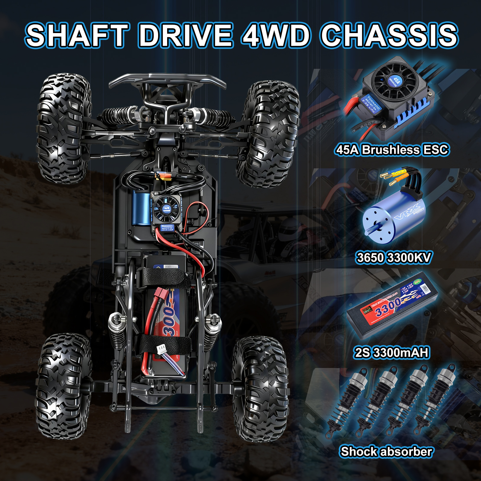 OCTANE 1/10 Scale 4WD Off-road Electric RC Sand Buggy 2.4G Brushless High Speed RTR #RH1045