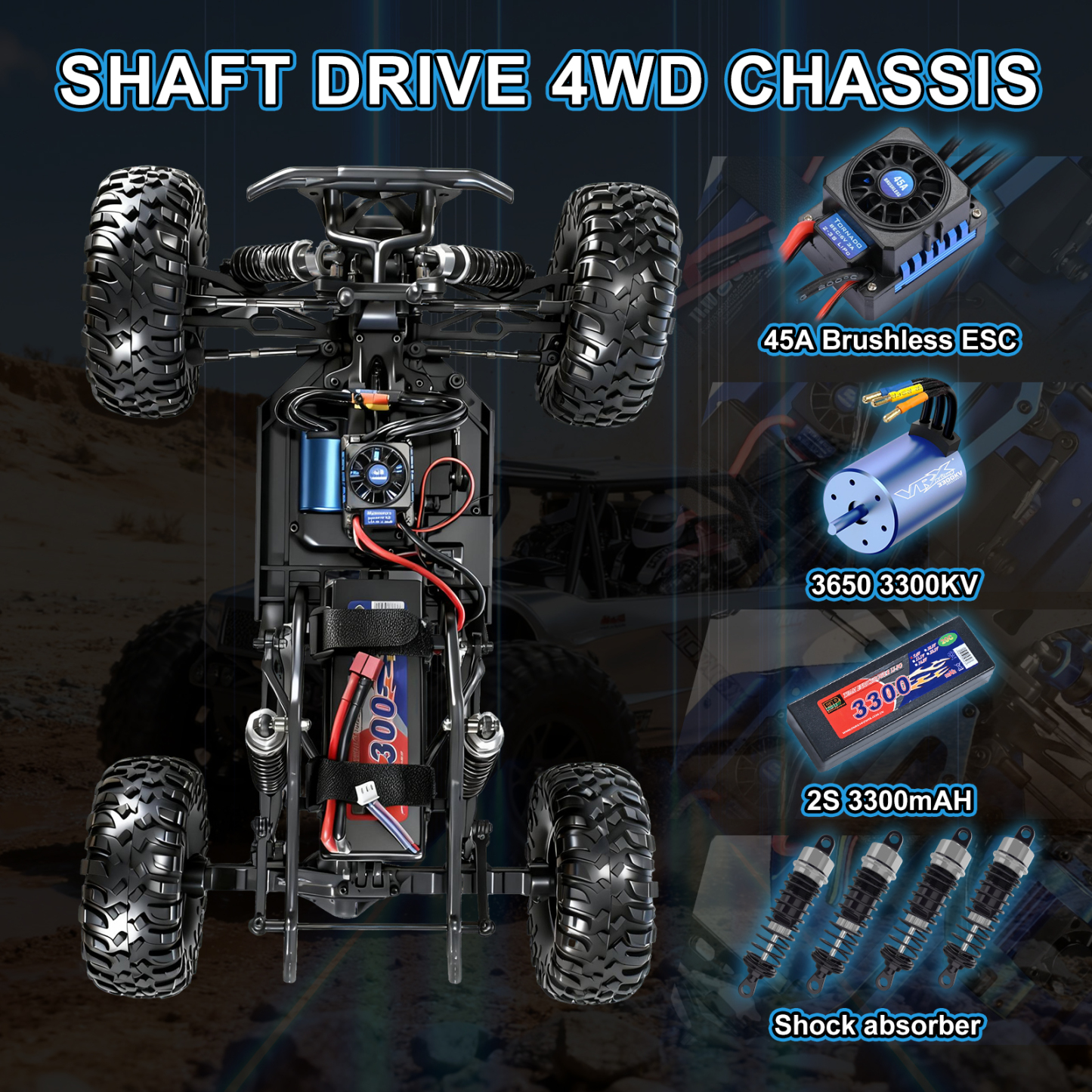 OCTANE 1/10 Scale 4WD Off-road Electric RC Sand Buggy 2.4G Brushless High Speed RTR #RH1045