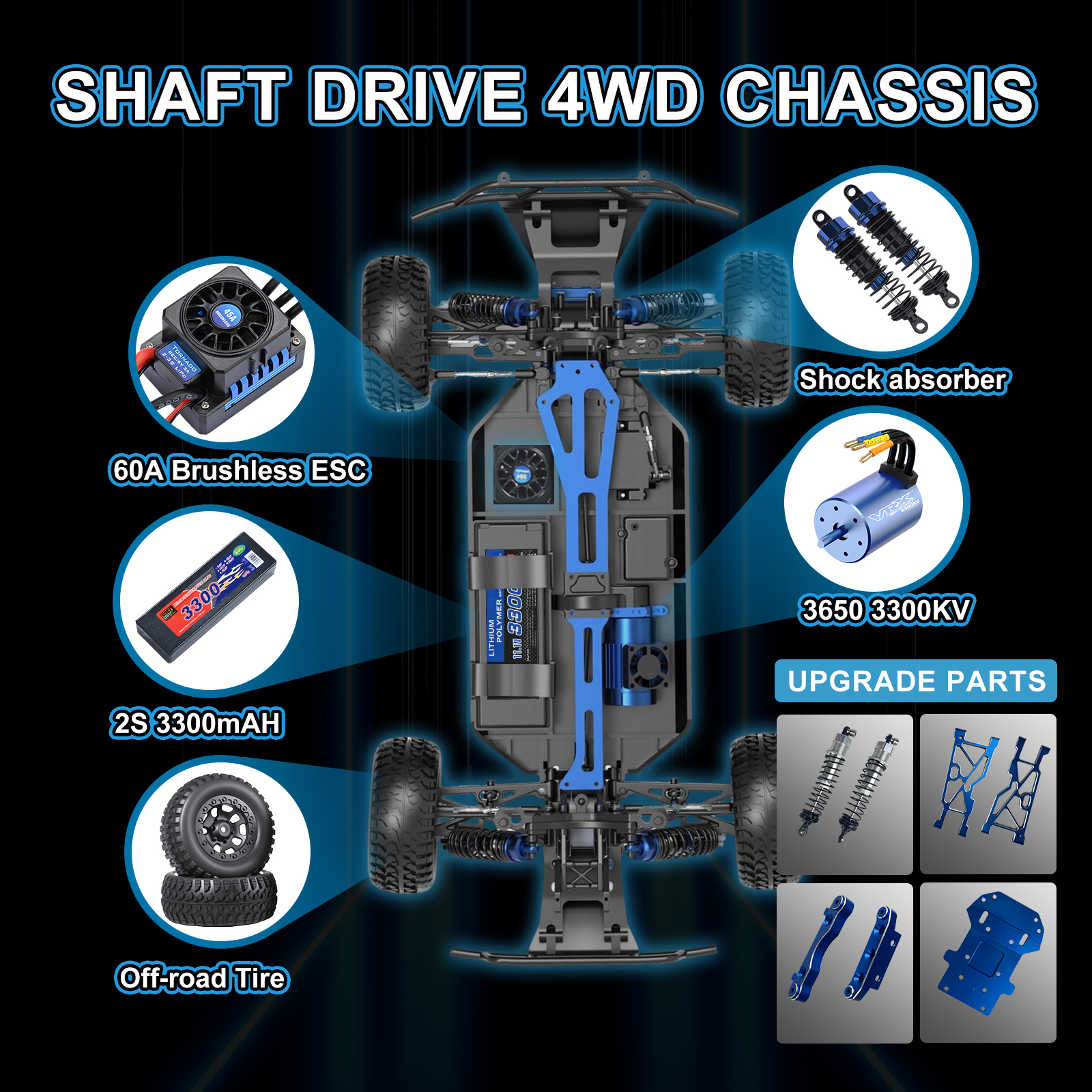 BLAST 2.0 1/10 Scale 4WD Off-road Electric Short Course Truck 2.4G Brushless High Speed RTR #RH1045SC