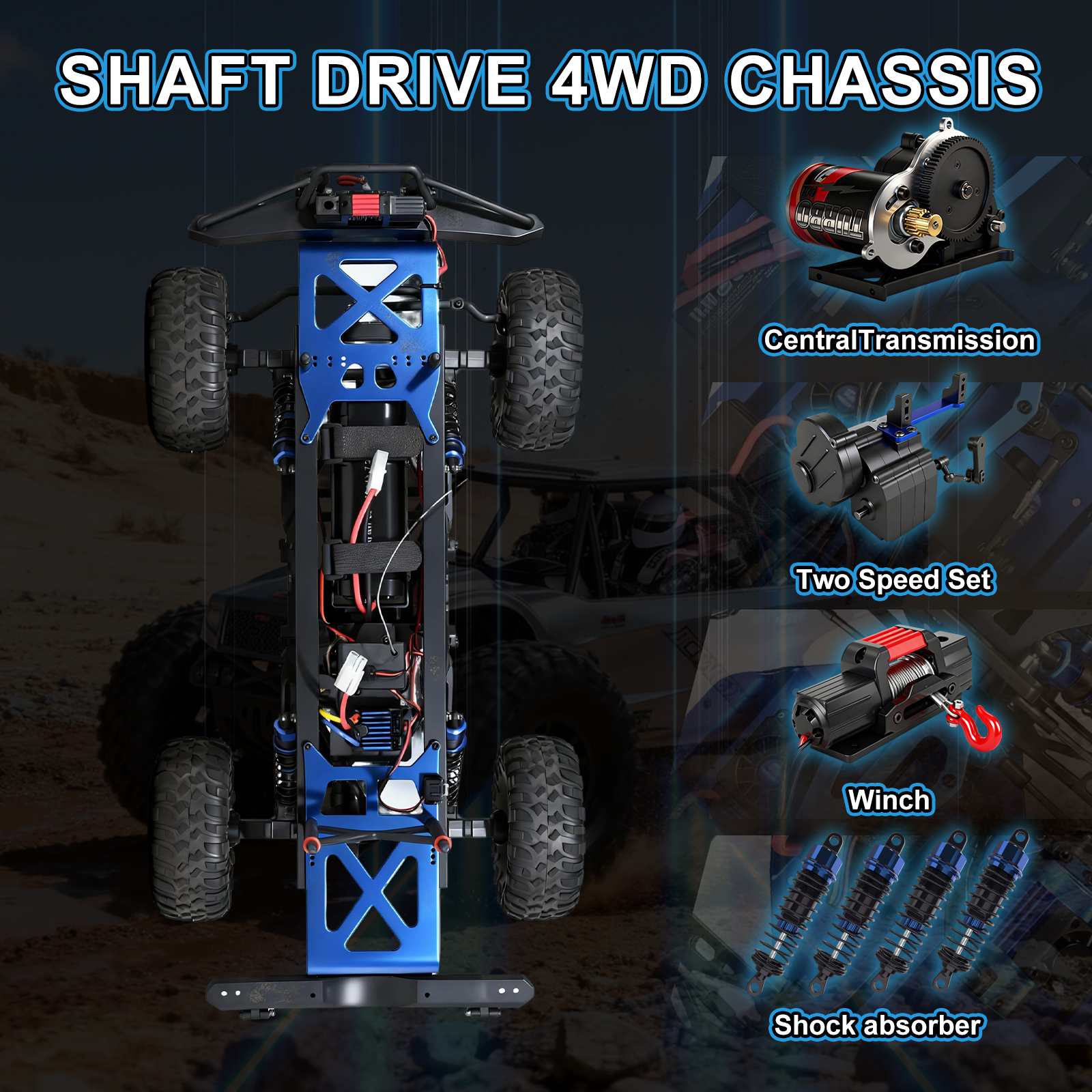 BF-4J Two Speed 1/10 Scale 4WD Off-road Electric RC Crawler 2.4G 5CH 3-in-1 Trail RC RTR #RH1055