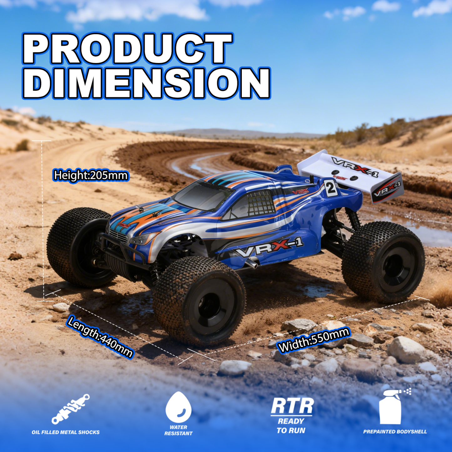 VRX-1 1:8 Scale 4WD off road Nitro Powered RC Truggy #RH801